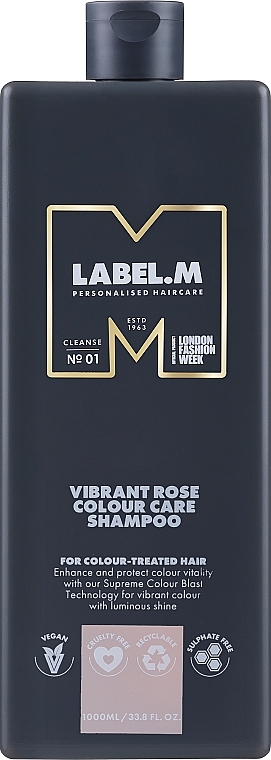 Odżywczy szampon do włosów farbowanych - Label.m Professional Vibrant Rose Colour Care Shampoo — Zdjęcie N1