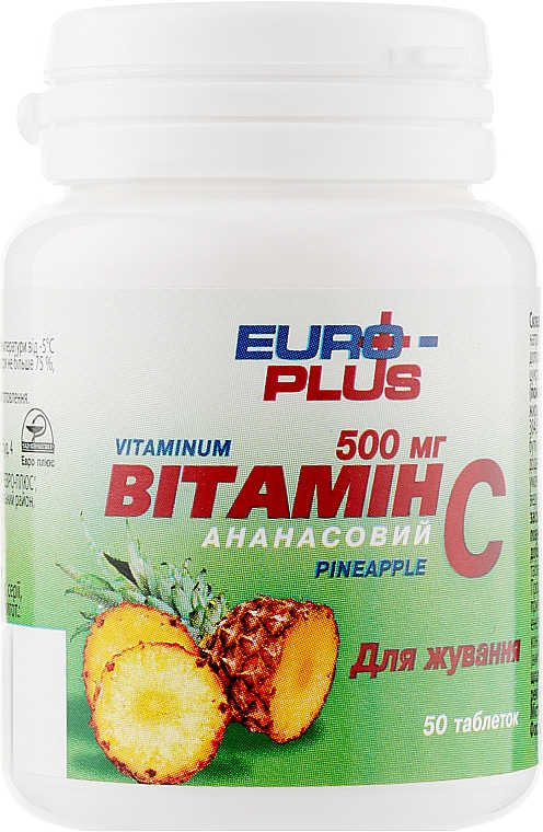 Kompleks witamin i minerałów "Witamina C" 500 mg, ananas - Euro Plus — Zdjęcie N1