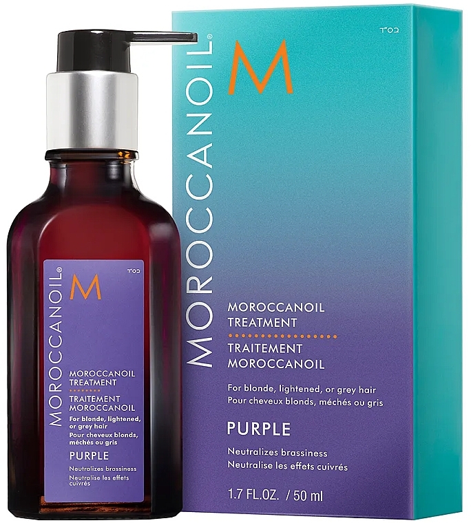 Fioletowy olejek do włosów blond, rozjaśnionych i siwych - Moroccanoil Treatment Purple With Pump — Zdjęcie N2