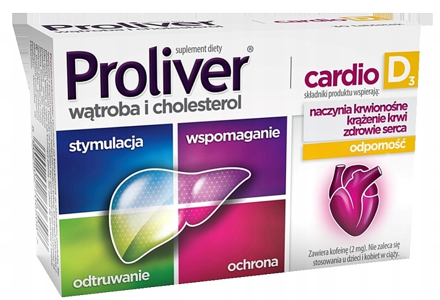 Suplement diety w tabletkach - Aflofarm Proliver Cardio D3 — Zdjęcie N1
