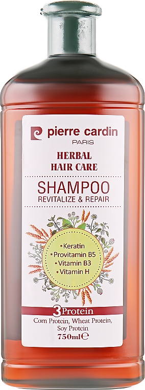 Rewitalizująco-naprawczy szampon do włosów z keratyną, proteinami i witaminami - Pierre Cardin Herbal — Zdjęcie N1