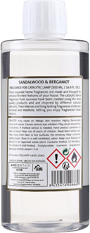 Perfumy do lamp katalitycznych Drzewo sandałowe i bergamotka - Ambientair Lacrosse Sandalwood & Bergamot Lamp Fragrance — Zdjęcie N2