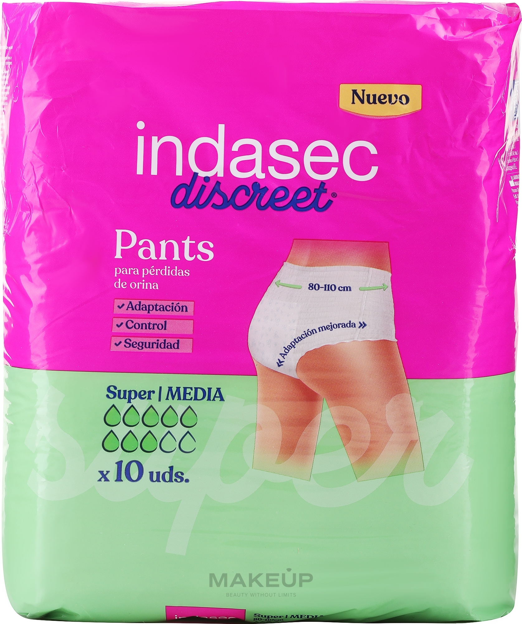 Majtki chłonne, rozmiar M, 10 szt. - Indasec Discreet Pant Medium Super — Zdjęcie 10 szt.