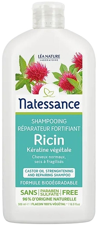 Szampon do włosów z olejkiem rycynowym i keratyną roślinną - Natessance  — Zdjęcie N3