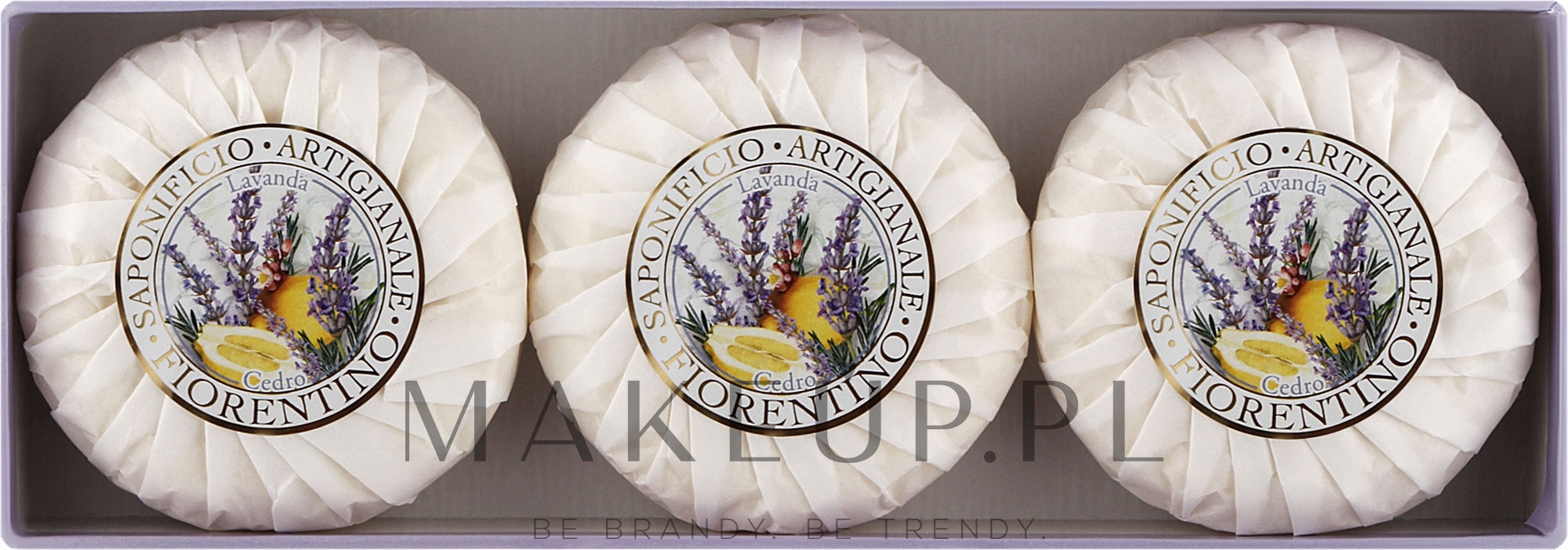 Zestaw naturalnych mydeł w kostce Cedr i lawenda - Saponificio Artigianale Fiorentino Capri Lavender & Cedar (3 x soap 100 g) — Zdjęcie 3 x 100 g