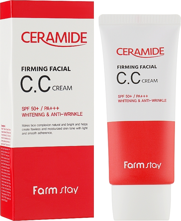 Ujędrniający krem ​​CC do twarzy SPF 50+ - Farmstay Ceramide Firming Facial CC Cream