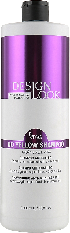 Szampon przeciw żółtym tonom z ekstraktem arganowym i aloesowym - Design Look No Yellow Shampoo Vegan Argan & Aloe Vera — Zdjęcie N3