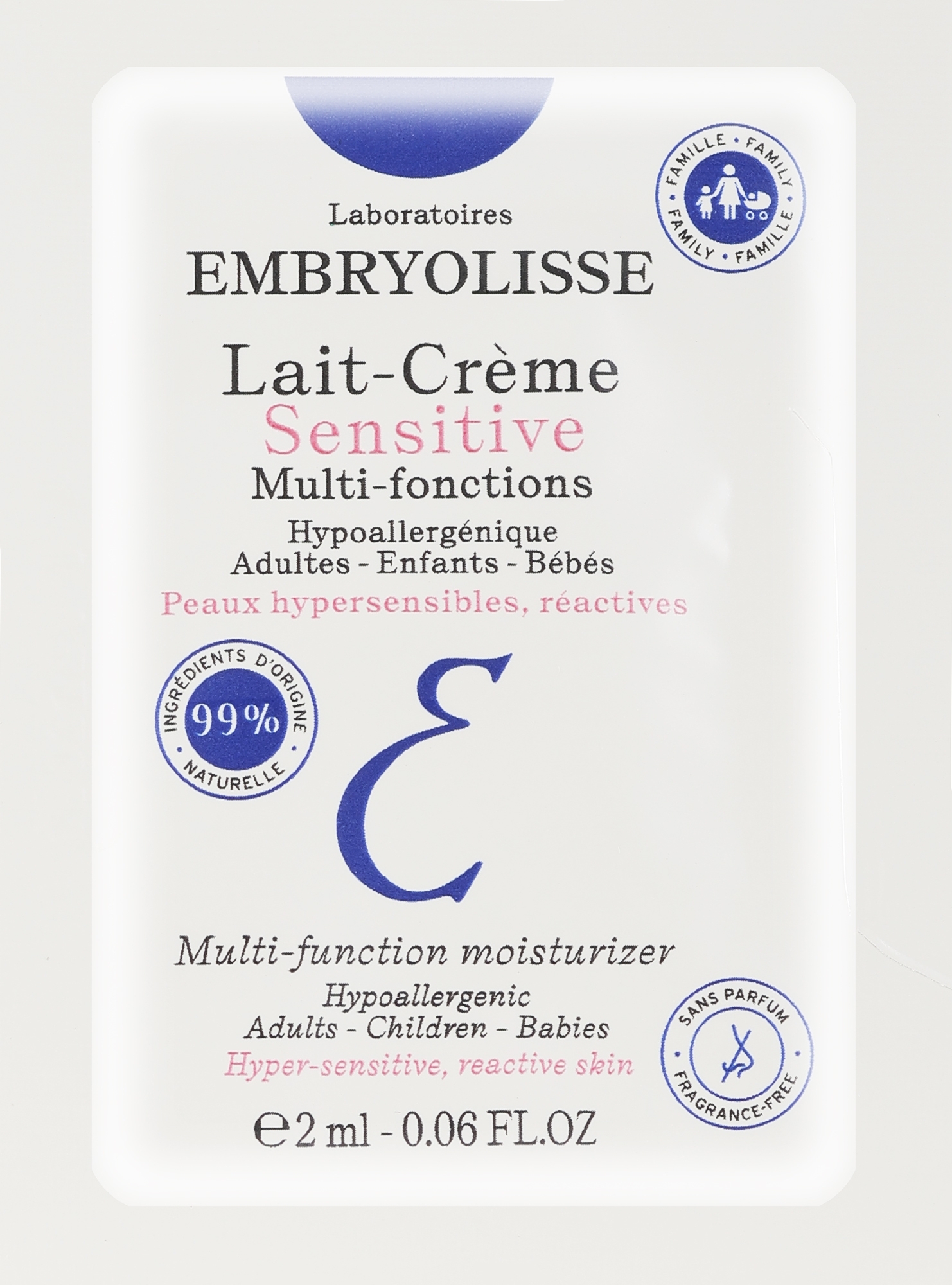 Kremowy koncentrat mleczka do skóry wrażliwej - Embryolisse Laboratories Lait-Creme Sensitive Concentrada (próbka) — Zdjęcie 2 ml