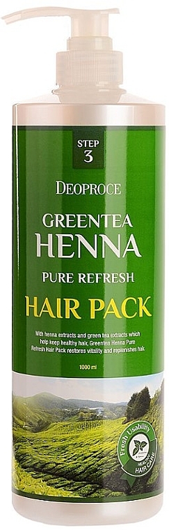 Maska do włosów z zieloną herbatą i henną - Deoproce Green Tea Henna Pure Refresh Hair Pack — Zdjęcie N1
