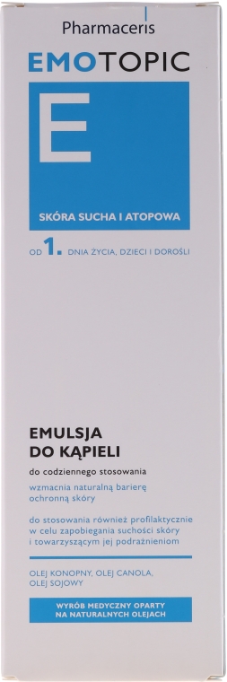 Emulsja do kąpieli do skóry suchej i atopowej od 1. dnia życia - Pharmaceris Emotopic E Emulsion — Zdjęcie N1