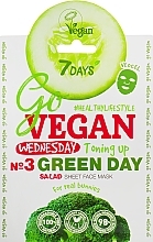 PREZENT! Maseczka do twarzy wyrównująca koloryt skóry z ekstraktem z brokuła - 7 Days Go Vegan Wednesday Green Day — Zdjęcie N1