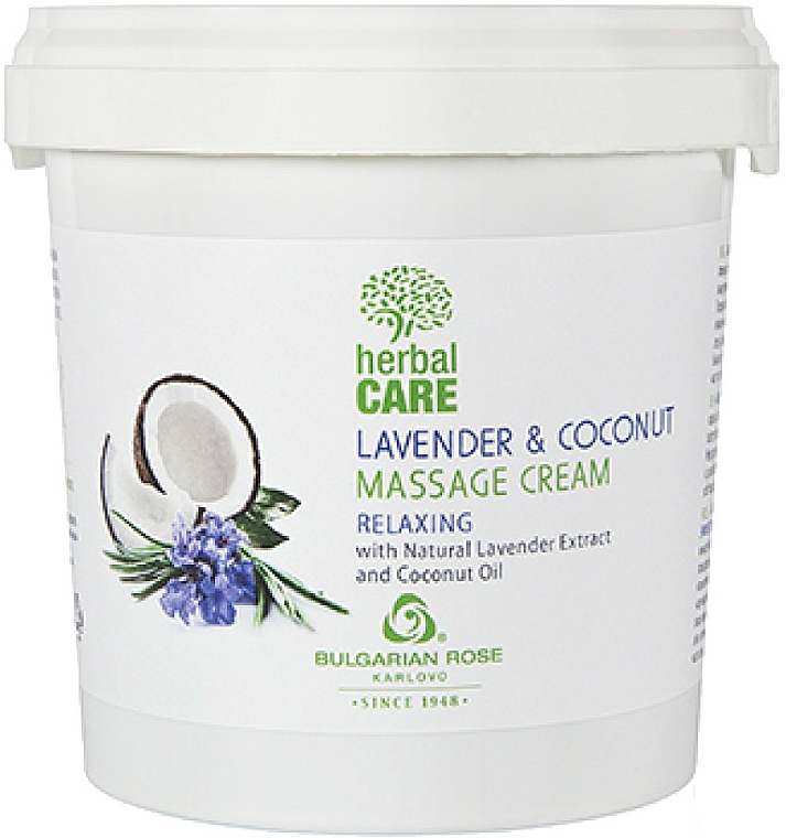 Relaksujący krem do masażu - Bulgarian Rose Herbal Care Lavender & Cococnut Massage Cream — Zdjęcie N4