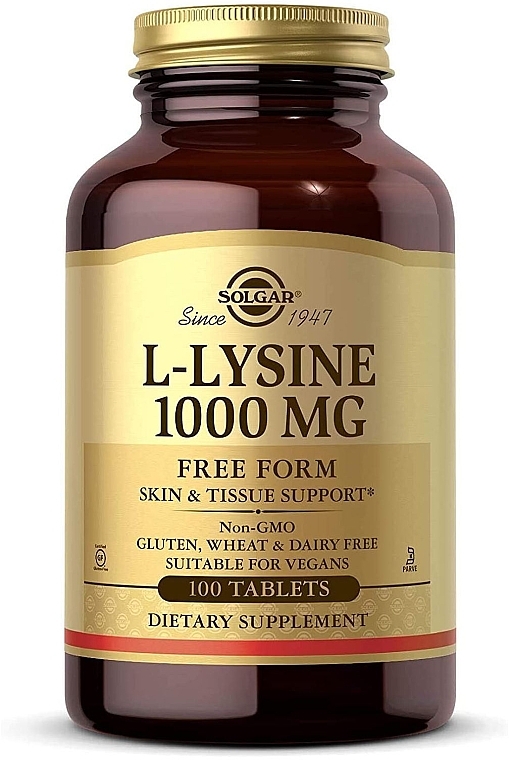 L-Lizyna w kapsułkach, 1000 mg - Solgar L-Lysine — Zdjęcie N1