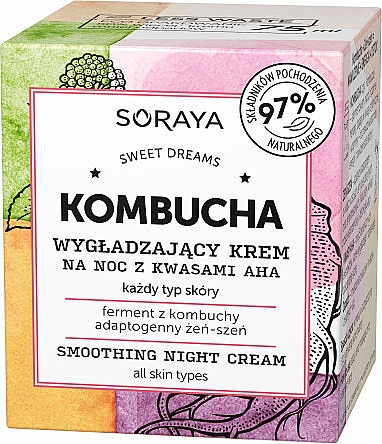 Wygładzający krem ​​na noc z kwasami AHA - Soraya Kombucha Smoothing Night Cream