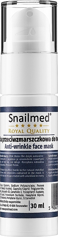 WYPRZEDAŻ Maska przeciwzmarszczkowa do twarzy - Snailmed Royal Quality * — Zdjęcie N1