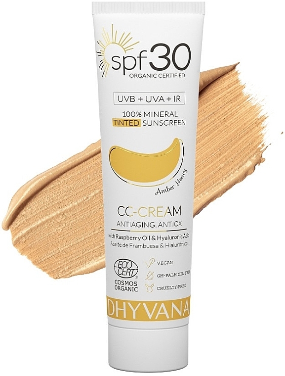 Krem CC z filtrem przeciwsłonecznym SPF 30 - Dhyvana Raspberrry Oil & Hyaluronic Acid CC-Cream — Zdjęcie N3