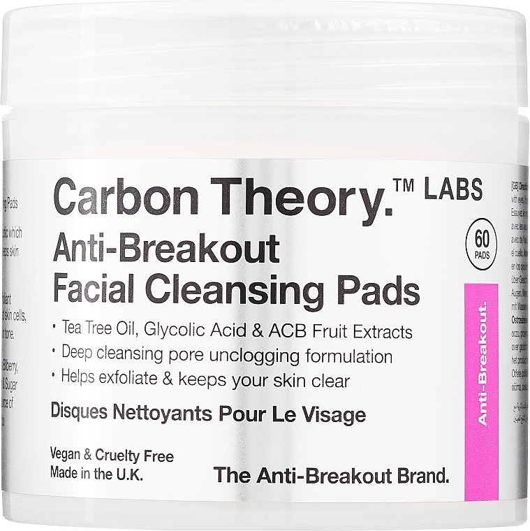 PREZENT! Płatki oczyszczające z olejkiem z drzewa herbacianego do twarzy - Carbon Theory Cleansing Pads Tea Tree Oil — Zdjęcie N1