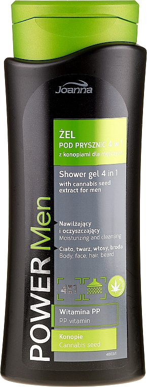 Nawilżająco-oczyszczający żel pod prysznic 4 w 1 z konopiami dla mężczyzn - Joanna Power Men — Zdjęcie N3