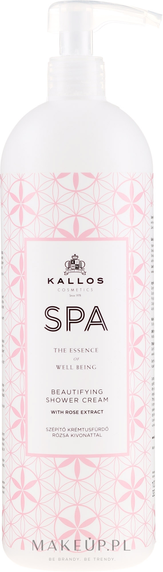 Nawilżający żel pod prysznic z ekstraktem z róży - Kallos Cosmetics Spa Beautifying Shower Cream — Zdjęcie 1000 ml