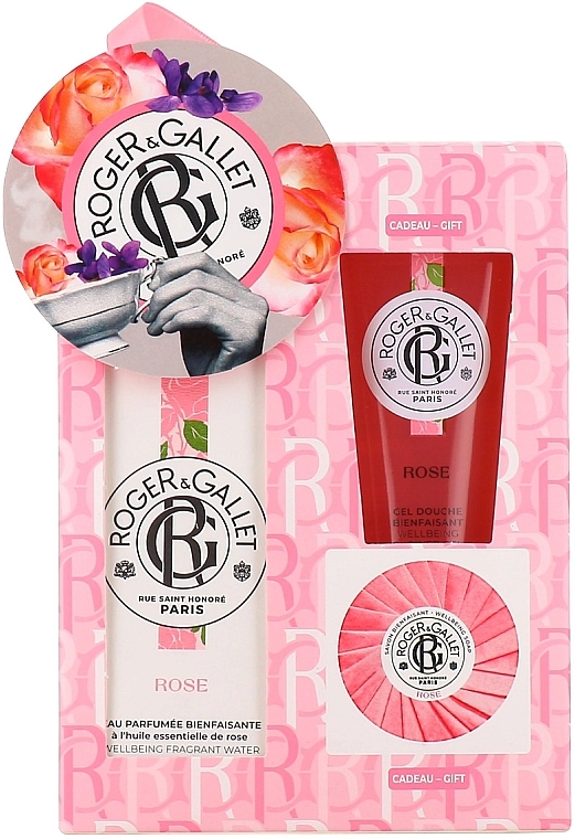 PRZECENA! Zestaw (aroma/water 100 ml + sh/gel 50 ml + soap 50 g) - Roger&Gallet Rose Wellbeing Fragrant Water * — Zdjęcie N2