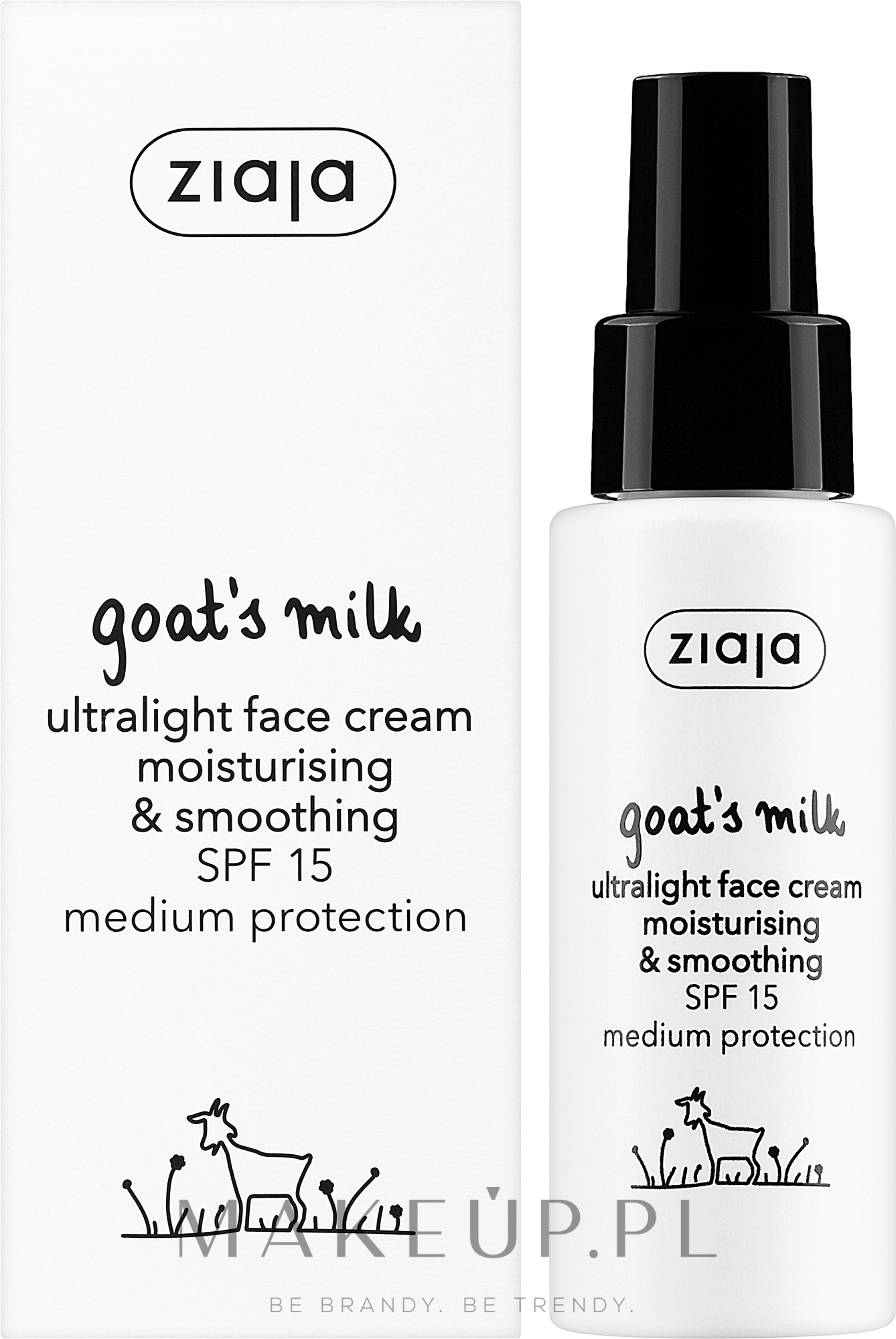 Ultralekki krem nawilżająco-energetyzujący do twarzy - Ziaja Goat's Milk Ultralight Face Cream Spf 15 — Zdjęcie 50 ml