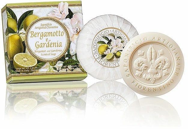 Naturalne mydło w kostce Mandarynka i gardenia - Saponificio Artigianale Fiorentino Capri Bergamot & Gardenia Soap — Zdjęcie N2