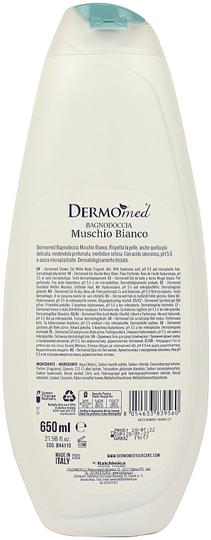 Żel pod prysznic Białe Piżmo - Dermomed Shower Gel White Musk with Hyaluronic Acid — Zdjęcie N2