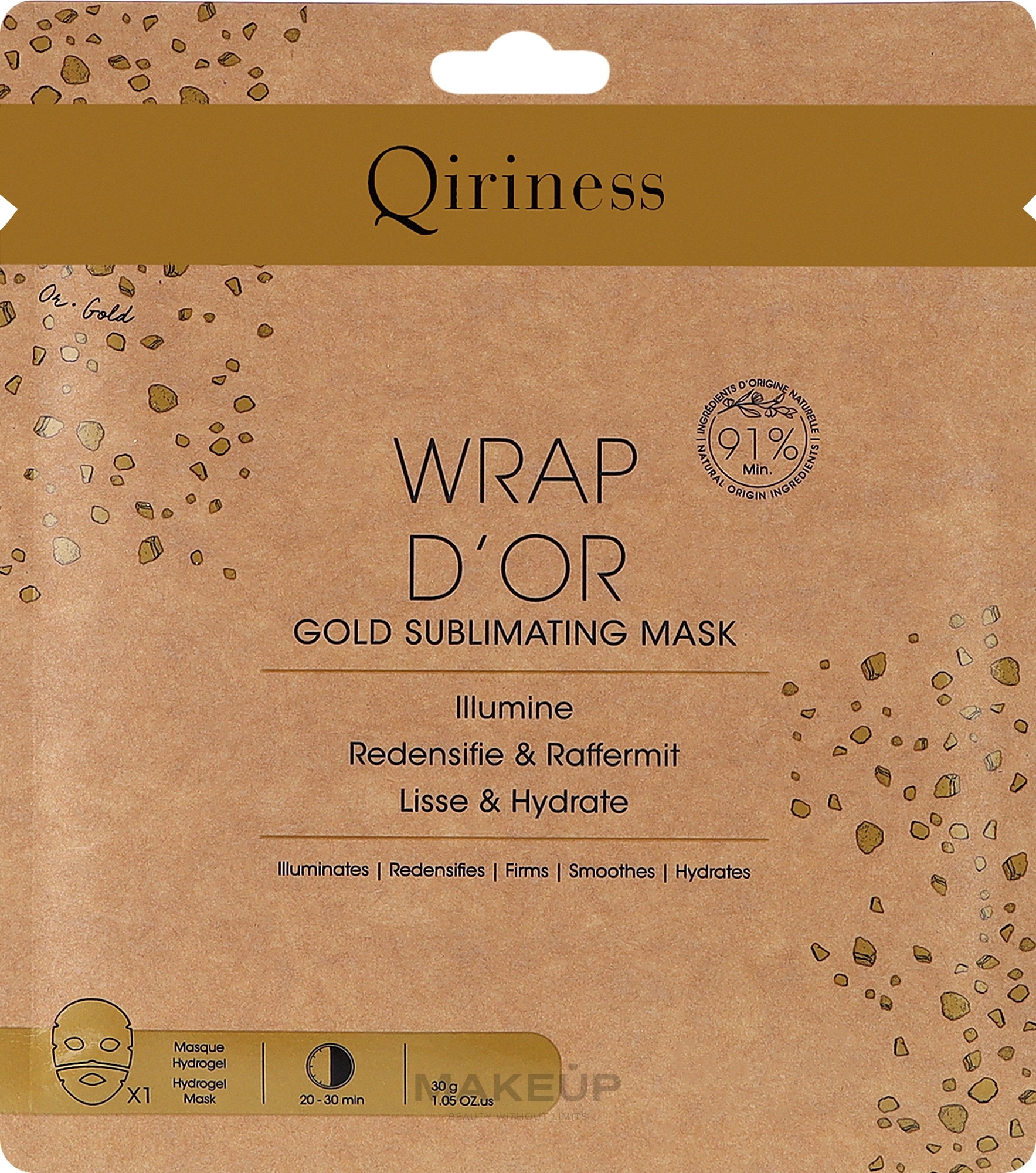 Hydrożelowa maseczka na twarz z 24-karatowym złotem - Qiriness Wrap d’Or Gold Sublimating Mask — Zdjęcie 30 g