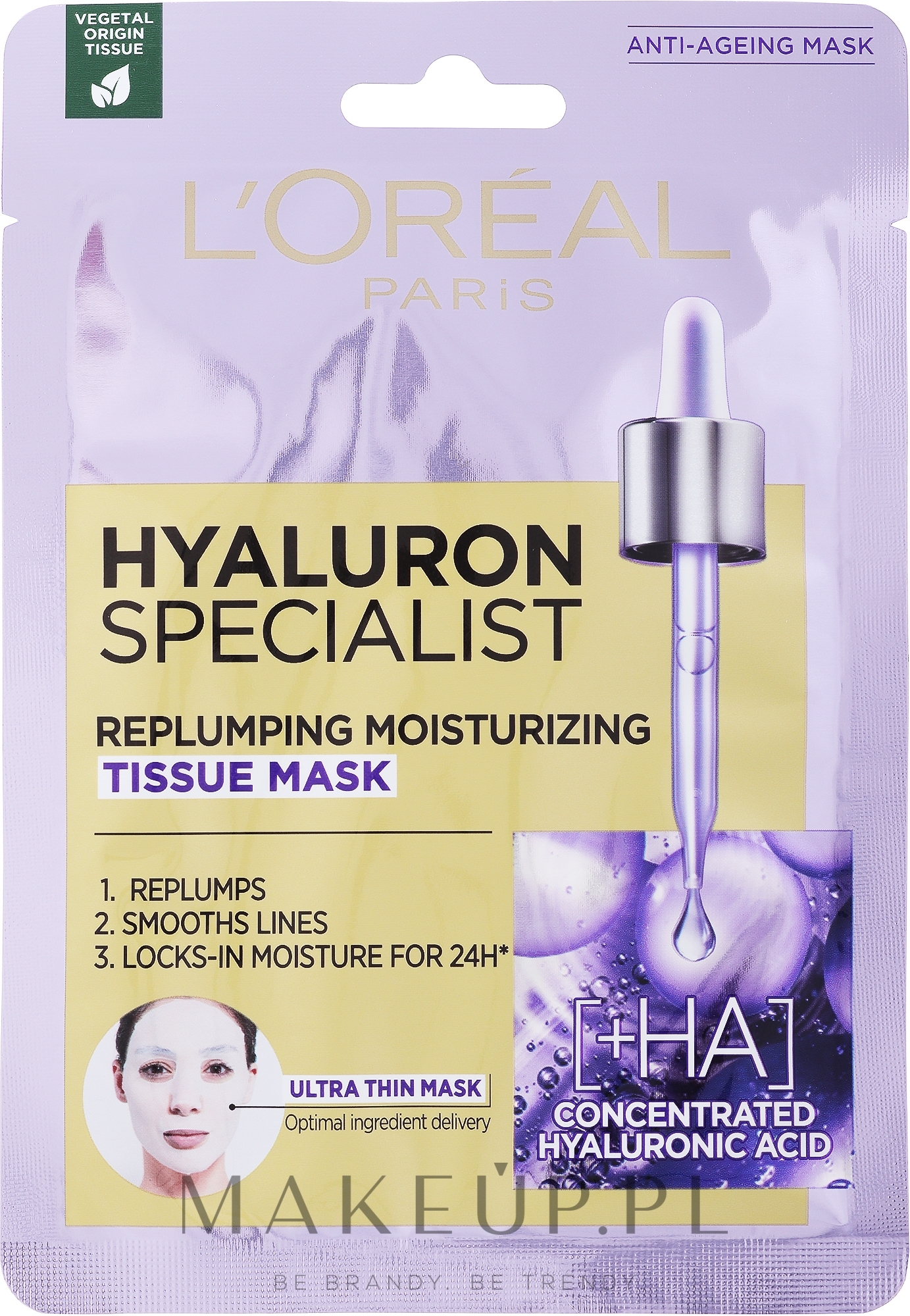 Maska na tkaninie do twarzy - L'Oreal Paris Hyaluron Expert Replumping Moisturizing Mask — Zdjęcie 28 g