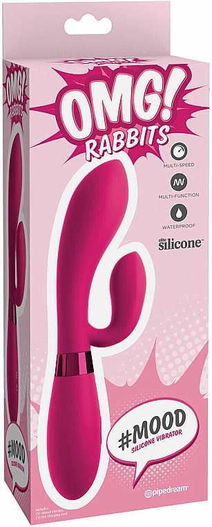 Wibrator silikonowy, różowy - PipeDream OMG! Rabbits #Mood Silicone Vibrator Pink — Zdjęcie N1