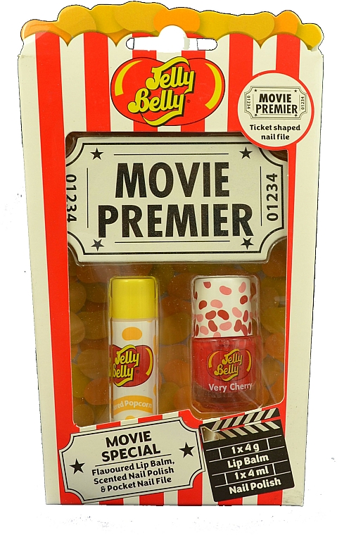 Zestaw - Jelly Belly Movie Mix Pack (lip/balm/4g + nail/polish/4ml + nail/file) — фото N1