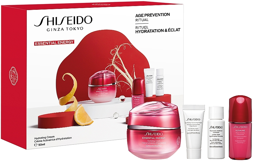 Zestaw - Shiseido Essential Energy Value Set (f/cr/50ml + foam/5ml + f/lot/7ml + conc/10ml) — Zdjęcie N1