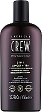 Żel do pielęgnacji włosów i ciała 3 w 1 - American Crew Official Supplier To Men 3 In 1 Ginger + Tea Shampoo Conditioner And Body Wash  — Zdjęcie N2