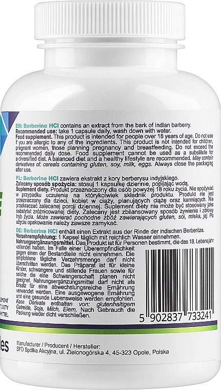 Suplement diety Berberine HCL - Allnutrition Adapto Berberine HCL — Zdjęcie N2