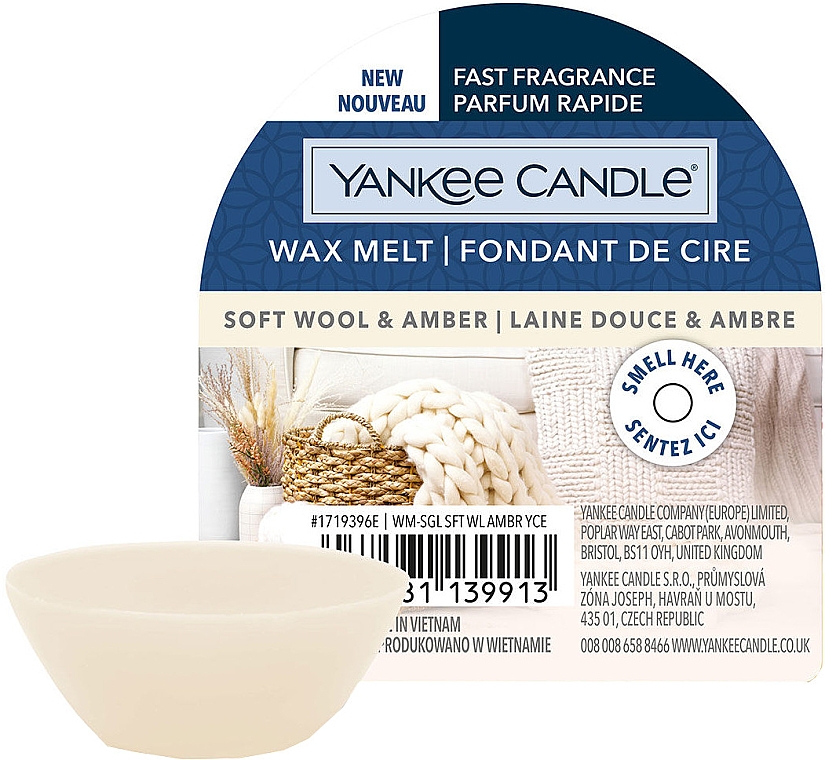 Aromatyczny	 wosk do kominka - Yankee Candle Soft Wool & Amber Wax Melt — Zdjęcie N1