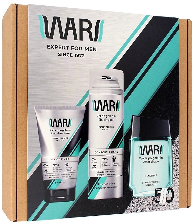 Zestaw dla mężczyzn - Wars Expert For Men Sensitive (ash/90 ml + ash/b/125 ml + gel/200 ml) — Zdjęcie N1