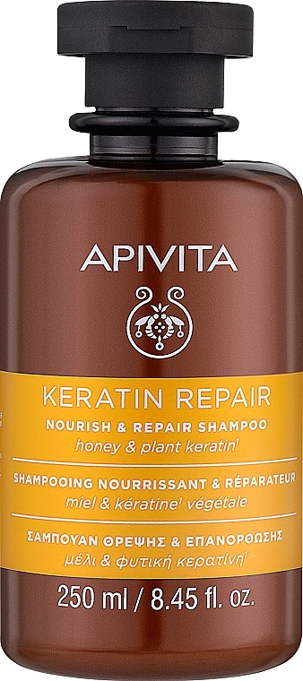 Odżywczy szampon regenerujący do włosów z miodem i keratyną roślinną - Apivita Keratin Repair Nourish & Repair Shampoo with Honey & Plant Keratin — Zdjęcie N1