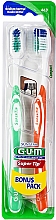 Kup Średnia sztywna szczoteczka do zębów, czerwona/zielona - G.U.M Super Tip Medium Duo Pack Toothbrush 