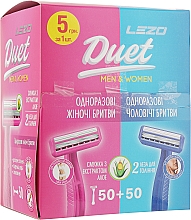 Jednorazowe maszynki do golenia Duet, 100 szt. - Lezo Duet Men & Women Razor — Zdjęcie N1