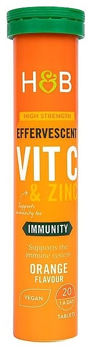 Witamina C z cynkiem w tabletkach musujących - Holland & Barrett Vitamin C & Zinc Fizz Orange — Zdjęcie N2