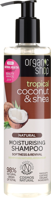 Naturalny nawilżający szampon do włosów Tropikalny kokos i masło shea - Organic Shop Coconut Shea Moisturising Shampoo — Zdjęcie N1