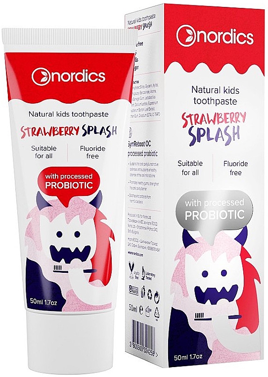 Pasta do zębów dla dzieci Truskawka - Nordics Kids Strawberry Splash Toothpaste — Zdjęcie N1