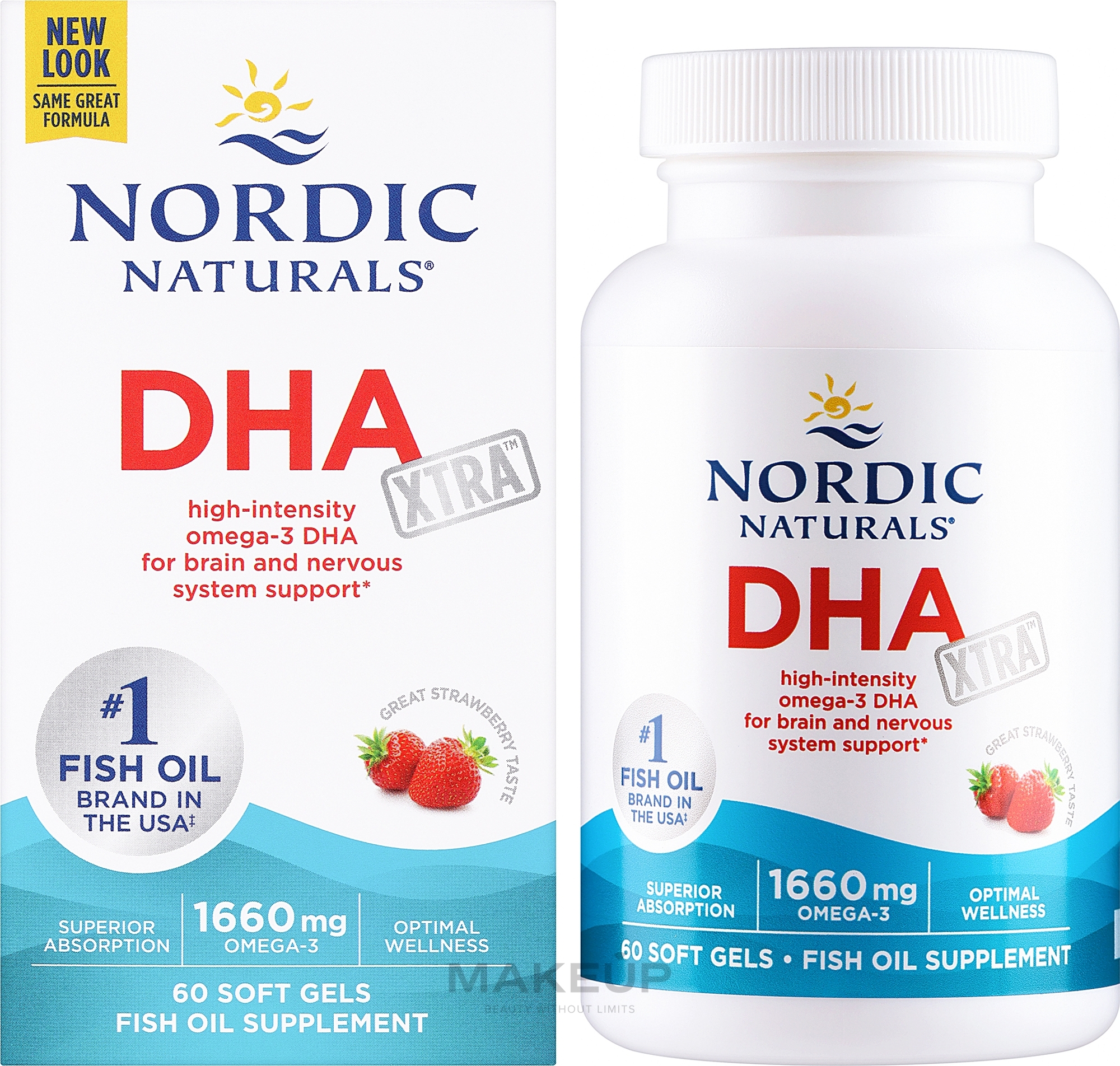 Suplement diety Omega-3, 1660 mg, smak truskawkowy - Nordic Naturals DHA Strawberry — Zdjęcie 60 szt.