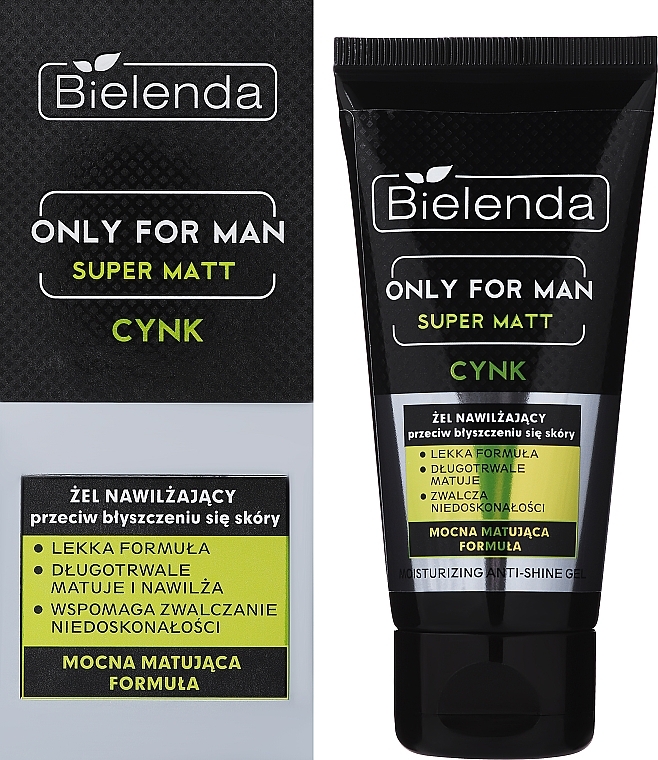 Żel nawilżający przeciw błyszczeniu się skóry dla mężczyzn - Bielenda Only For Men Super Mat  — Zdjęcie N2