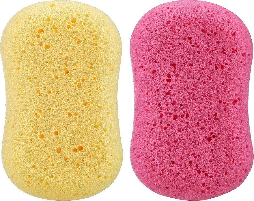 Zestaw gąbek pod prysznic, żółta + różowa- Beter Oval Sponge — Zdjęcie N1
