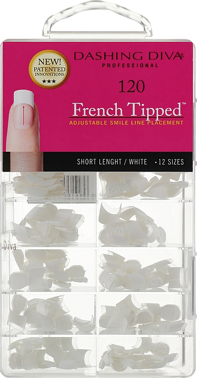 Krótkie tipsy French - Dashing Diva French Tipped Short White 120 Tips — Zdjęcie N1