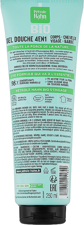 Nawilżający żel pod prysznic z ekstraktem z eukaliptusa - Eugene Perma Petrole Hahn Bio 4In1 Moisturizing Shower Gel — Zdjęcie N2