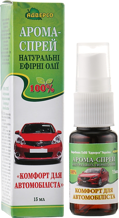 Aromatyczny spray z naturalnych olejków eterycznych Komfort dla kierowcy - Adverso — Zdjęcie N1