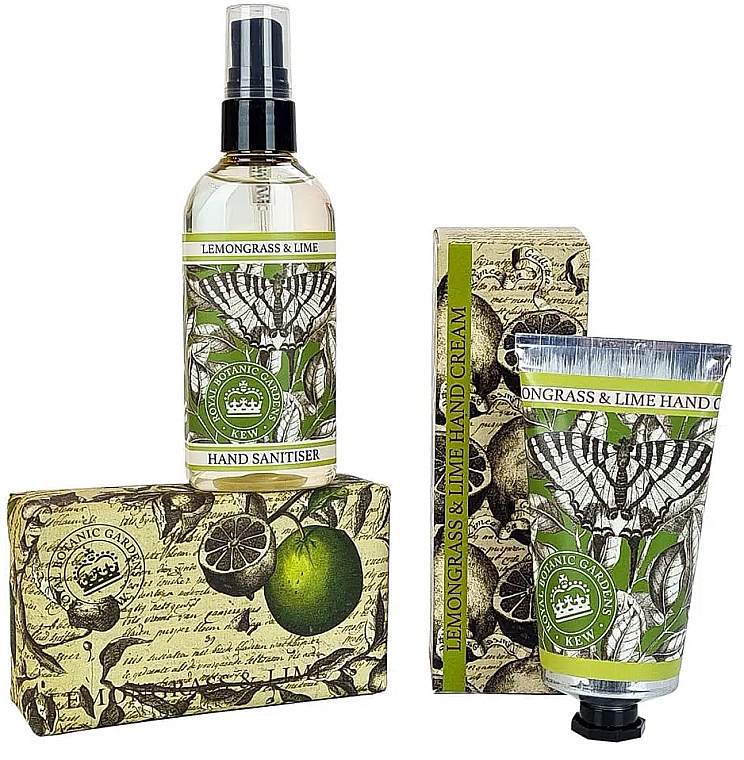 Zestaw - The English Soap Company Kew Gardens Lemongrass & Lime Hand Care Gift Box (soap/240g + h/cr/75ml + san/100ml) — Zdjęcie N3