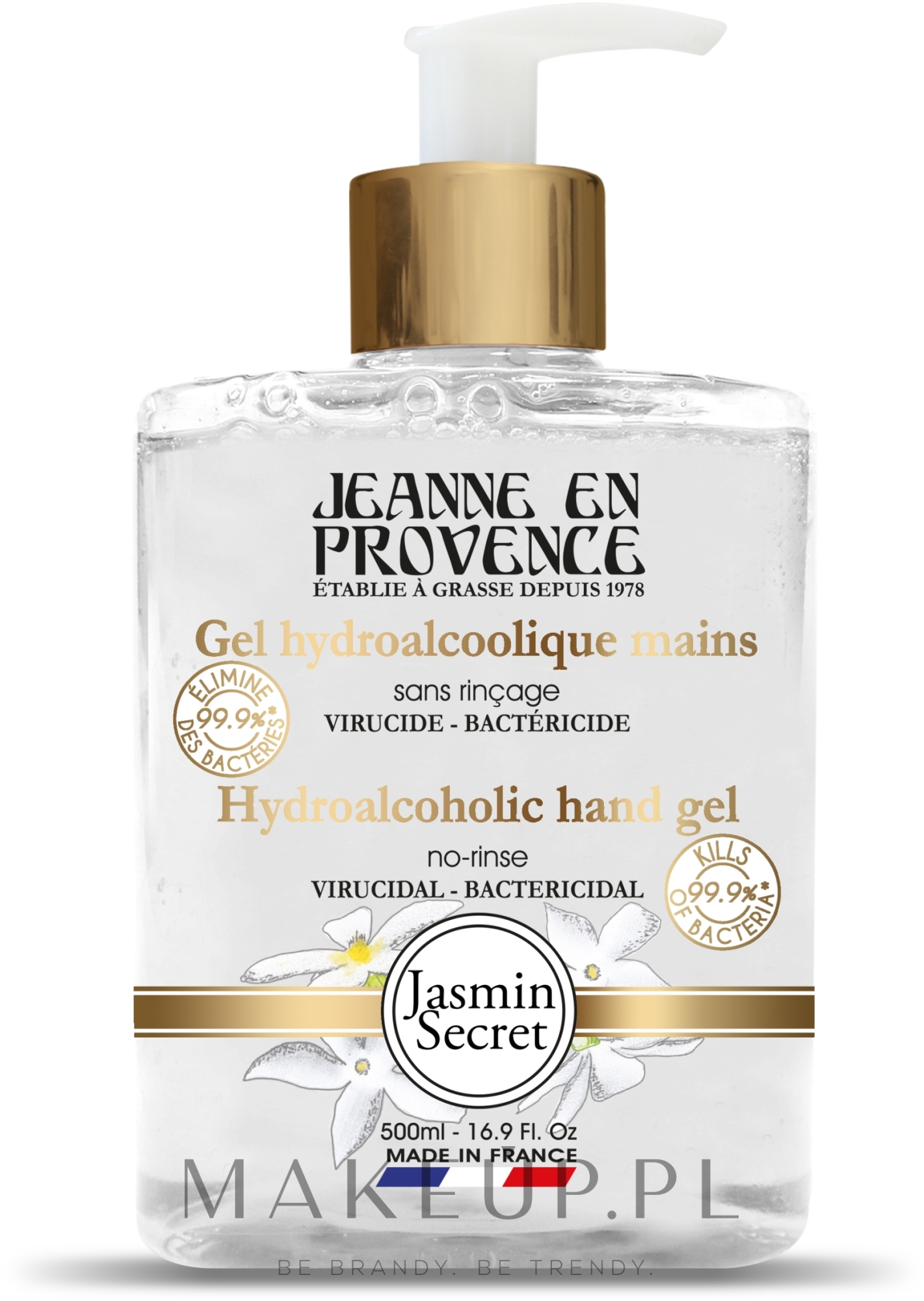 Jeanne en Provence Jasmin Secret - Antybakteryjny żel do rąk bez zmywania z dozownikiem — Zdjęcie 500 ml